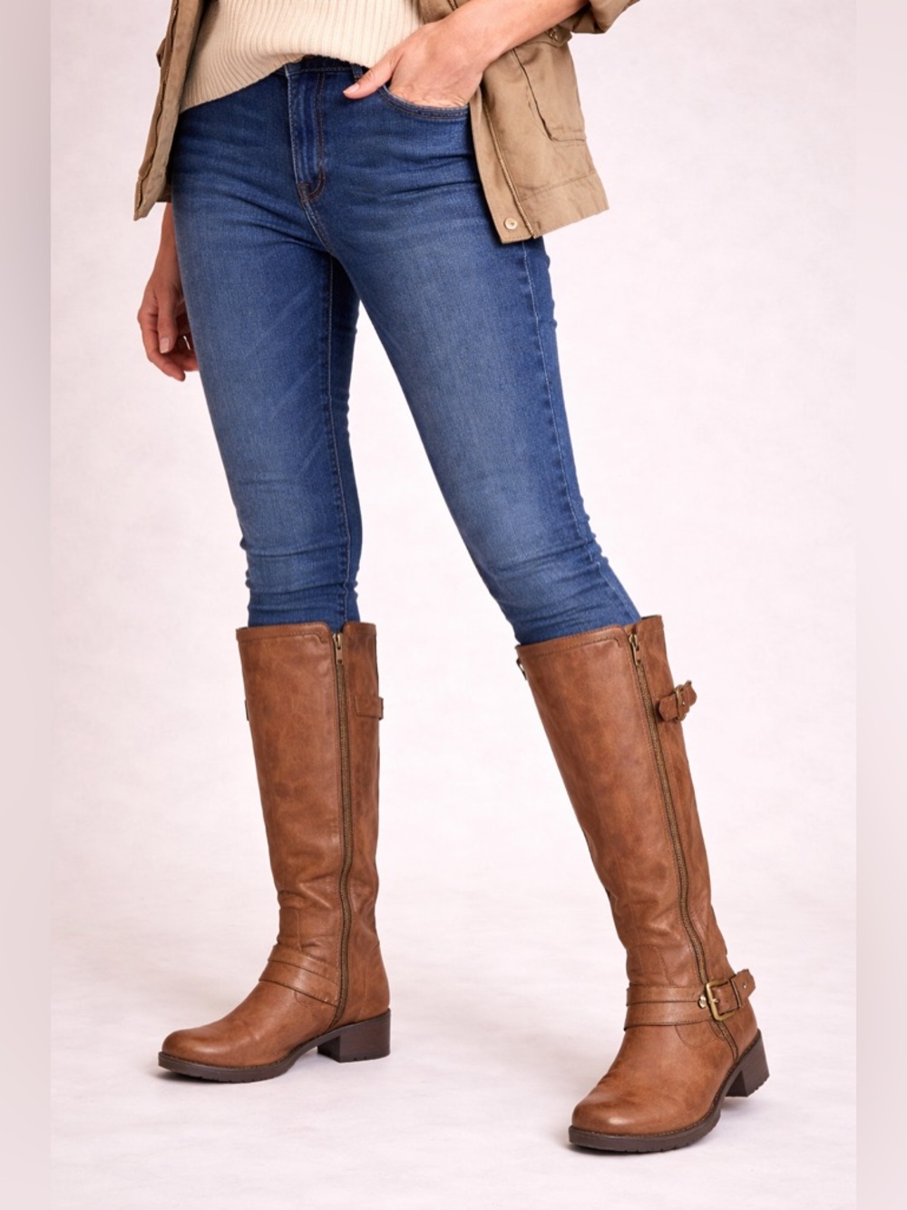 BareTraps Tan Riding Boots with Buckle Detail size 9